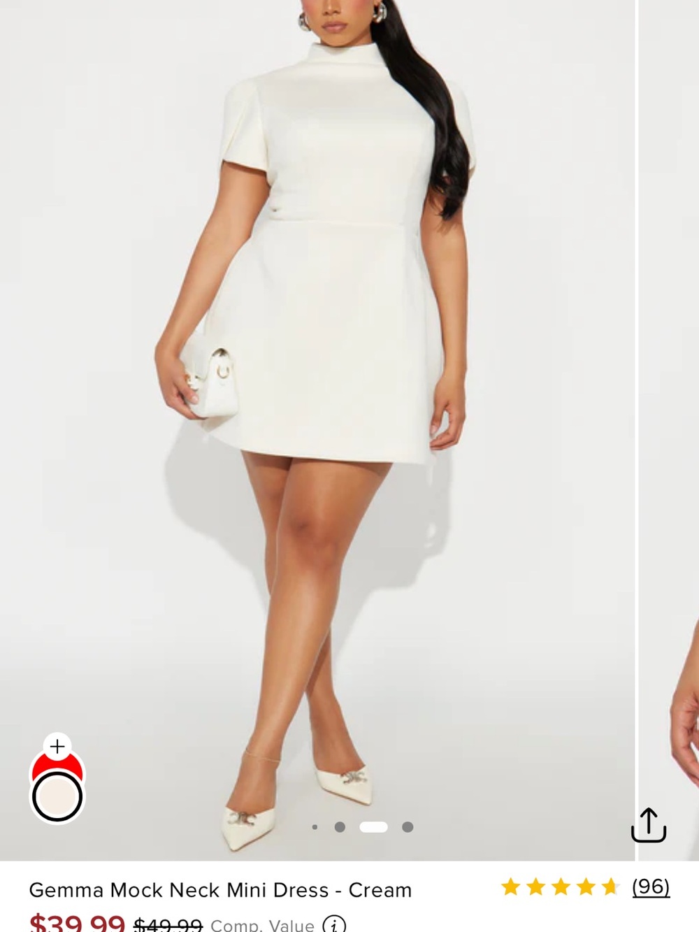 Fashion Nova Cream Mock Neck Mini Dress